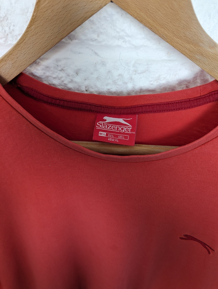 Slazenger Crew Neck T Shirt - Size L - Coral - Cotton - P2P 22" - Picture 7 of 7